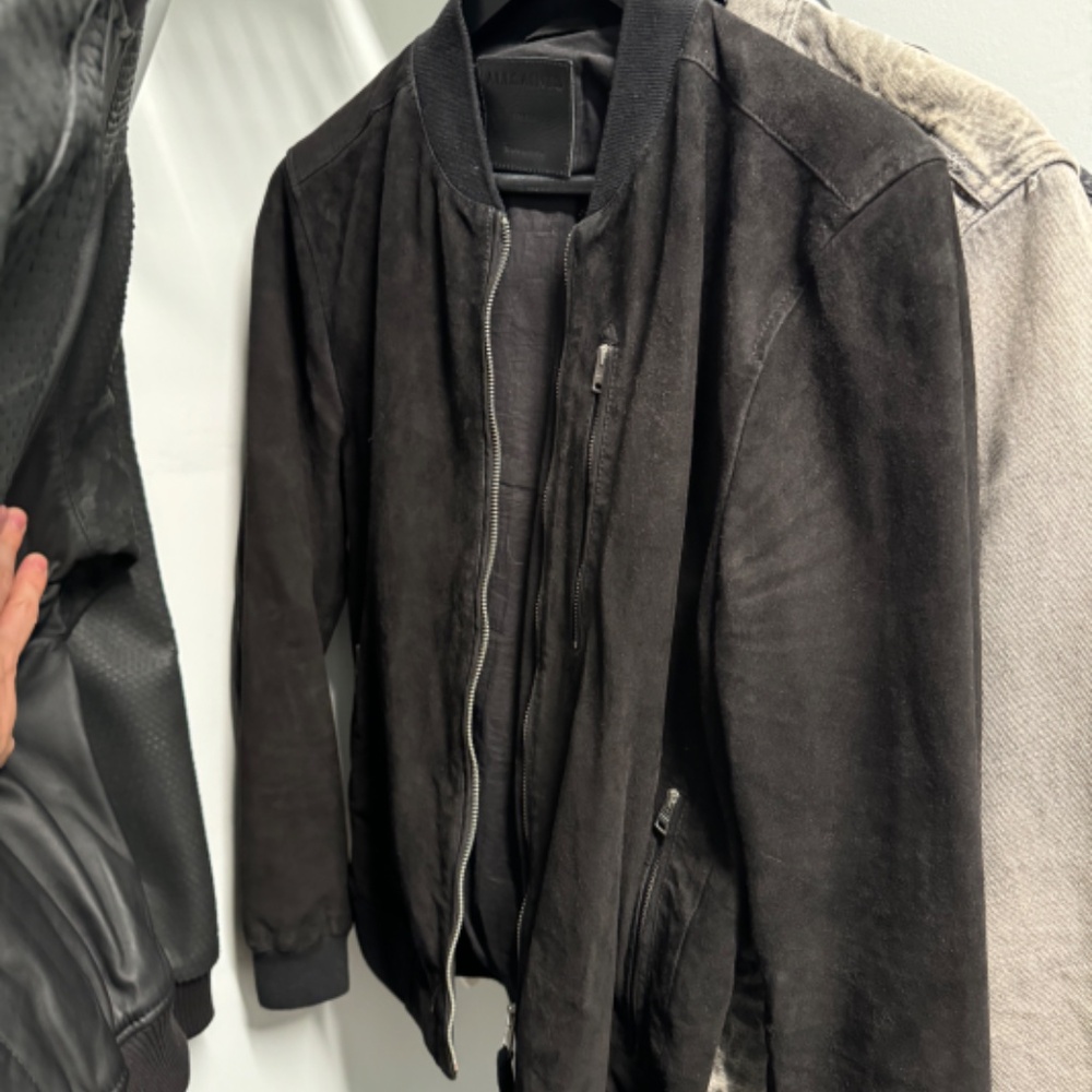 All Saints - Black Kemble Suede Bomber Jacket - Small - Incredible Condition